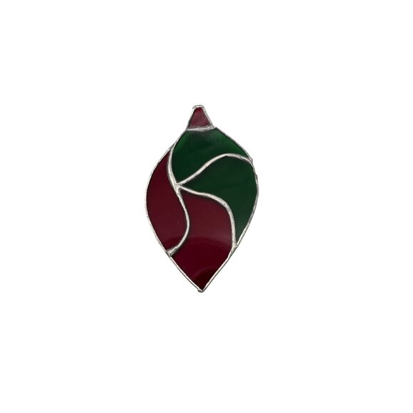 Stained Glass Suncatcher Ornament Design in Red & Green‎ 4.75" - Picture 1 of 3